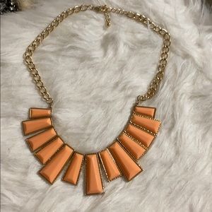 Orange coral and gold necklace
